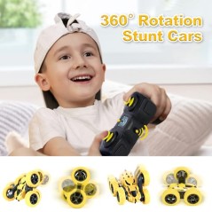 MidiVix Fjernstyret RC Stuntbil 4WD – 2,4 GHz Dobbeltsidet 360° Crawler med Forlygter til Drenge 6-12 år