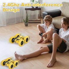 MidiVix Fjernstyret RC Stuntbil 4WD – 2,4 GHz Dobbeltsidet 360° Crawler med Forlygter til Drenge 6-12 år