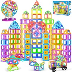 COOLJOYA Magnetiske Byggeklodser 136 Dele – STEM Montessori Legetøj til Børn 3-7 År