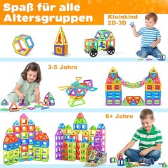 COOLJOYA Magnetiske Byggeklodser 136 Dele – STEM Montessori Legetøj til Børn 3-7 År