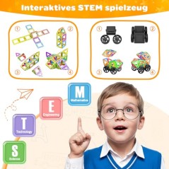 COOLJOYA Magnetiske Byggeklodser 136 Dele – STEM Montessori Legetøj til Børn 3-7 År