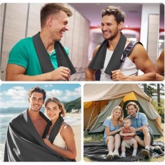 Fosdaling Mikrofiberhåndklæde Sæt af 3 – 200×100 cm + 2×80×40 cm, Mørkegrå, Hurtigtørrende