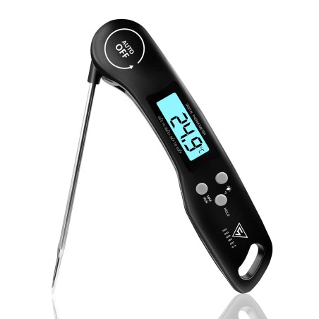 DOQAUS Digitalt Kødtermometer – 3s Øjeblikkelig Aflæsning, Foldbar Sonde, LCD, Auto ON/OFF til Grill & Madlavning