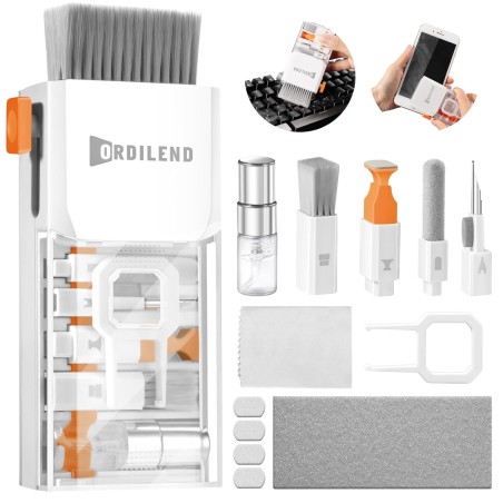 Ordilend 10-i-1 Skærm- og Tastatur-Rengøringssæt – til Laptop, Tablet, Telefon, Kamera med Spray