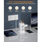 TESSAN 8-vejs Stikdåse med USB-C, 2m Forlængerkabel, 4 USB-porte, Overspændingsbeskyttelse 3600W – Kontor Grå