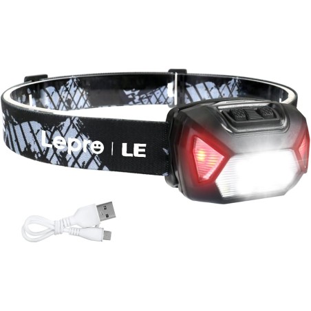 Lepro Pandelampe LED – 2000 Lux, 6 lystilstande, USB-genopladelig, IPX4 vandtæt