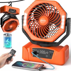 Kejector Campingventilator 24.000 mAh – Auto-drej, LED-lys & 6 Hastigheder