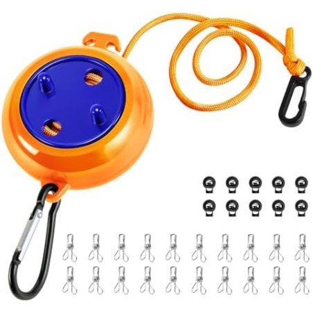 Heatigo Retractable Camping Clothesline – 10 m, 10 Clips & 20 Clothes Pegs
