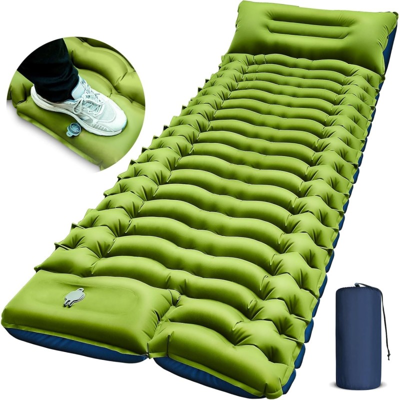 Yuzonc Self-Inflating Camping Mat 195×68 cm – 10 cm Thick & Integrated Pillow