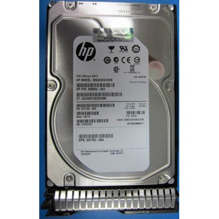 Hewlett Packard Enterprise 2TB 6G SATA 7200RPM 3.5in HDD - Pålidelig og Hurtig Lagring | Varenummer: 614827-002