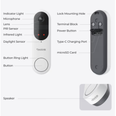Reolink Video Doorbell 2K 4MP Hvid – Smart dørklokke med kamera