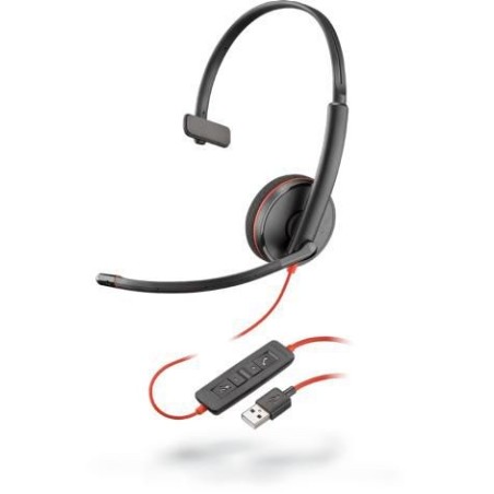 Poly Blackwire C3210 Mono USB-A (209744-104) - Højkvalitets Mono Headset til Professionelt Brug