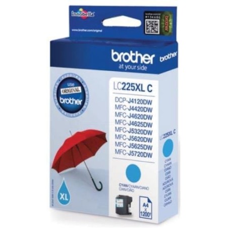 Brother LC 225XLC Cyan Blæk - 1200 Sider Kvalitet & Holdbarhed | Varenr. 4977766735957