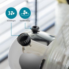 Tristar VE-5951 Kleventilator – Stilfuld Gulvventilator i Sølv til Optimal Luftcirkulation