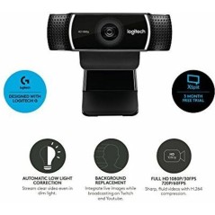 Logitech HD Pro Webcam C922 - Fortrådet webkamera med imponerende billedkvalitet og live streaming-funktioner!