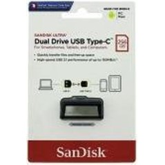 SanDisk Ultra Dual 256GB USB 3.1 / USB-C - Hurtig, Pladsbesparende og Elegant i Grå Sølv!
