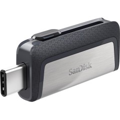 SanDisk Ultra Dual 256GB USB 3.1 / USB-C - Hurtig, Pladsbesparende og Elegant i Grå Sølv!
