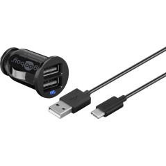 Goobay Billader USB Type-C 2in1 2,1A 2xUSB - Hurtig og Effektiv Opladning til Dine Enheder!