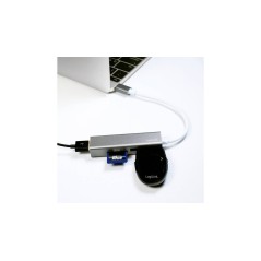LogiLink USB-C 3-Port Hub with Card Reader Sølv