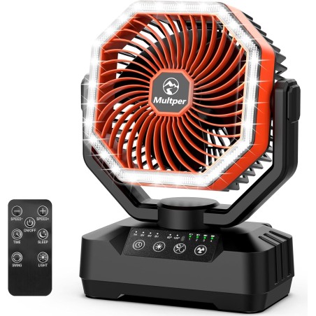 Multper 20000mAh Campingventilator med Fjernbetjening & LED HY-8805B