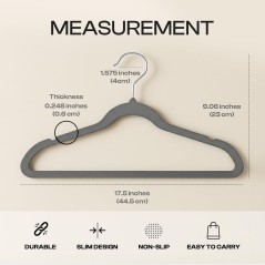 Utopia Home Velvet Hangers Non-Slip – Grey 20-Pack