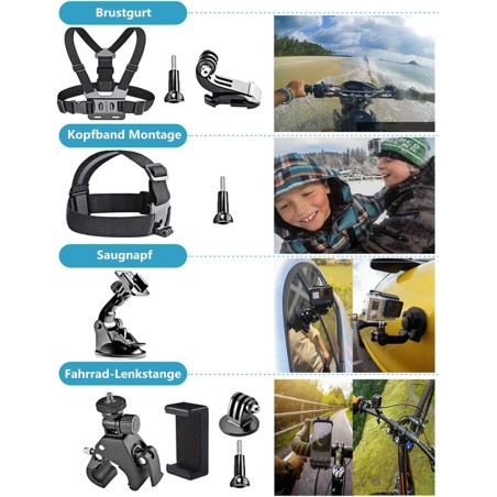 GoPro 70-i-1 Tilbehørssæt til Actionkamera – Hero 13/12/11/10/9, DJI, Insta360 – kompatibelt tilbehør