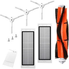 Roborock S50/S51/S55/S5 Max/S6/S60/S65 Tilbehørssæt 10 dele – HEPA-filter, Hovedbørste, Sidebørster – kompatibelt tilbehør