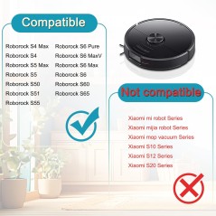 Roborock S50/S51/S55/S5 Max/S6/S60/S65 Tilbehørssæt 10 dele – HEPA-filter, Hovedbørste, Sidebørster – kompatibelt tilbehør