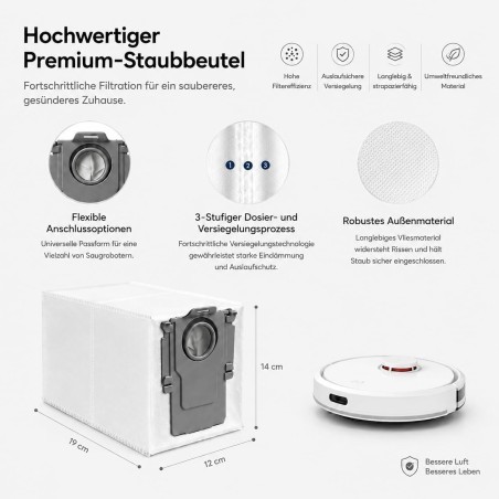 Roborock Q Revo Støvsugerposer 14-pak – kompatibelt tilbehør til Saros, Qrevo-serien