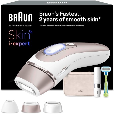 Braun Smart IPL 7 Skin i·expert PL7249 – Holdbar Hårfjerning med App, Venus Barbermaskine og Etui