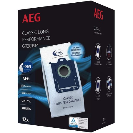 AEG GR201SM s-bag Klassisk Langvarig Ydeevne Støvsugerposer (12 stk.)