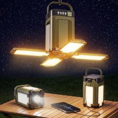 LIAISIMI LED Campinglampe Solar & USB-C – 2000 mAh, 6 Tilstande, IPX4