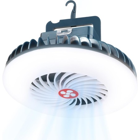 PlayDen 2-i-1 Campinglampe med Ventilator USB-opladelig – 54 LED, 360°