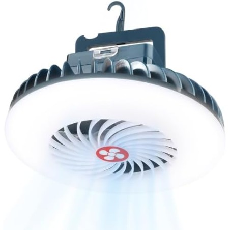 PlayDen 2-i-1 Campinglampe med Ventilator USB-opladelig – 54 LED, 360°