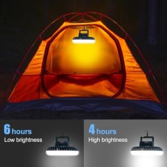 PlayDen 2-i-1 Campinglampe med Ventilator USB-opladelig – 54 LED, 360°
