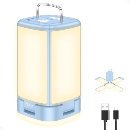 Blukar LED Campinglampe 116 LED – 7 Tilstande, USB-C, Porcelænsblå