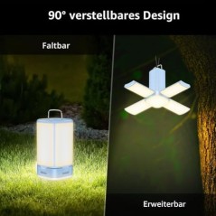 Blukar LED Campinglampe 116 LED – 7 Tilstande, USB-C, Porcelænsblå
