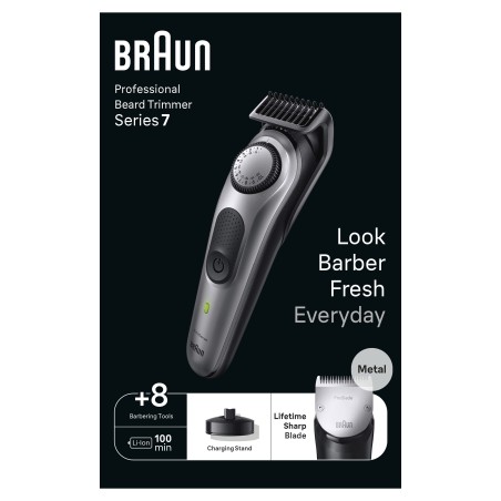 "Braun BeardTrimmer 7 BT 7420 - Effektiv skægtrimmer med 40 præcise længdeindstillinger - Få det perfekte look!"