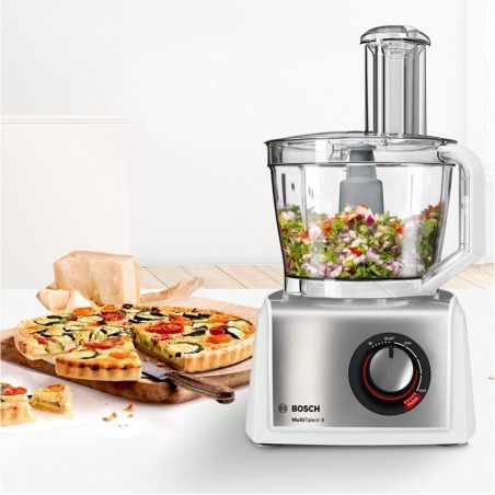 Køb Bosch MultiTalent 8 MC812S814 Køkkenmaskine - 3.9L Børstet Rustfrit Stål/Hvid | Effektiv, Alsidig & Stilren!
