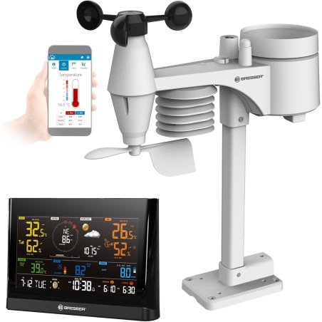 Bresser WLAN Comfort Vejrstation – 7-i-1 Professionel Sensor, 5,7" Farvedisplay, WiFi