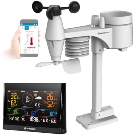 Bresser WLAN Comfort Vejrstation – 7-i-1 Professionel Sensor, 5,7" Farvedisplay, WiFi