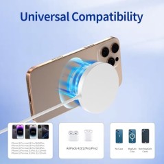 Apple MagSafe-kompatibel Magnetisk Oplader 15W med LED – iPhone & AirPods