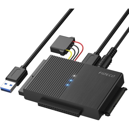 FIDECO USB 3.0 til IDE/SATA Adapter – Konverter til HDD, SSD og Optiske Drev