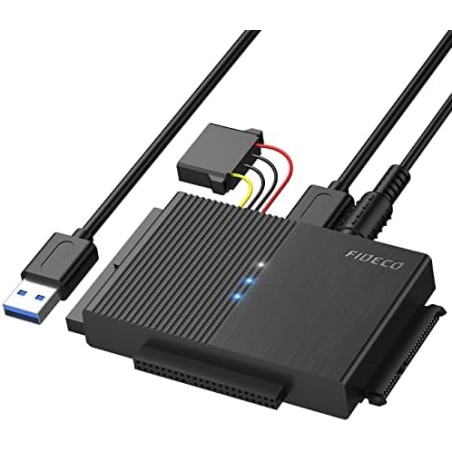 FIDECO USB 3.0 til IDE/SATA Adapter – Konverter til HDD, SSD og Optiske Drev
