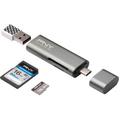 PNY Kortlæser USB-C - Effektiv, Hurtig og Nem Overførsel af Data - Varenr. 3536403358273