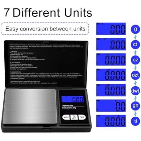 GeekerChip Digital Pocket Scale 500g/0.01g – Multifunction Kitchen & Jewelry Scale with LCD