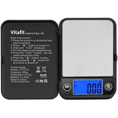 Vitafit Digital Pocket Scale 500g/0.01g – Gold & Jewelry Scale with Blue LCD Display