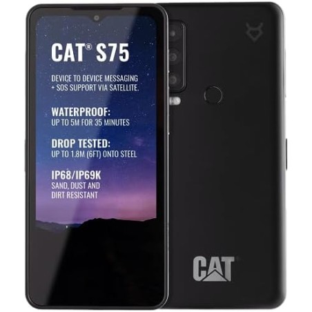 CAT S75 5G Robust Smartphone med Satellitbeskeder – 6,58" FHD+ 120Hz, 6GB/128GB, IP68 – Sort