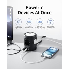 7-in-1 Power Cube USB-C Light 3 m Cable Surge Protection