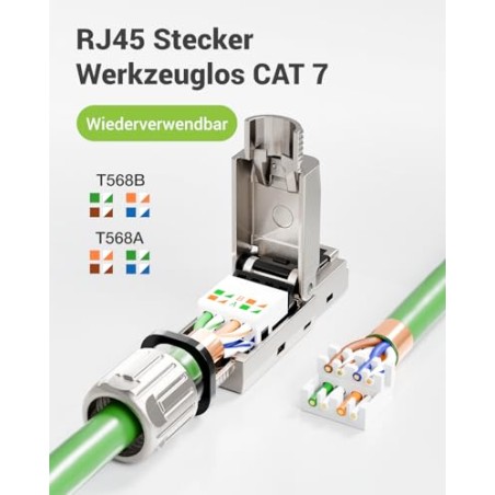 LEENUE RJ45 Cat7 Netværksstik Værktøjsfrit 24-pak – 10 Gbit/s
